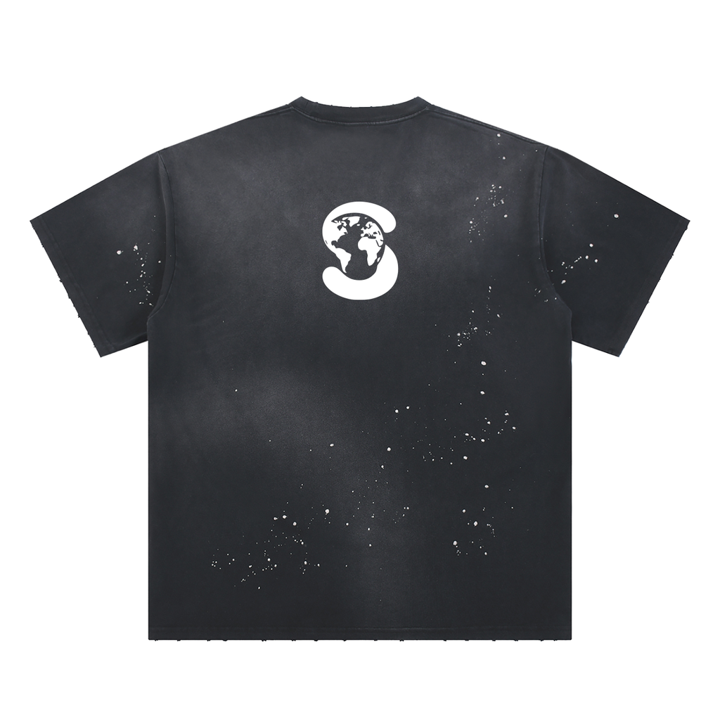 Hand-Frayed Sunfade Paint Splatter T-Shirt
