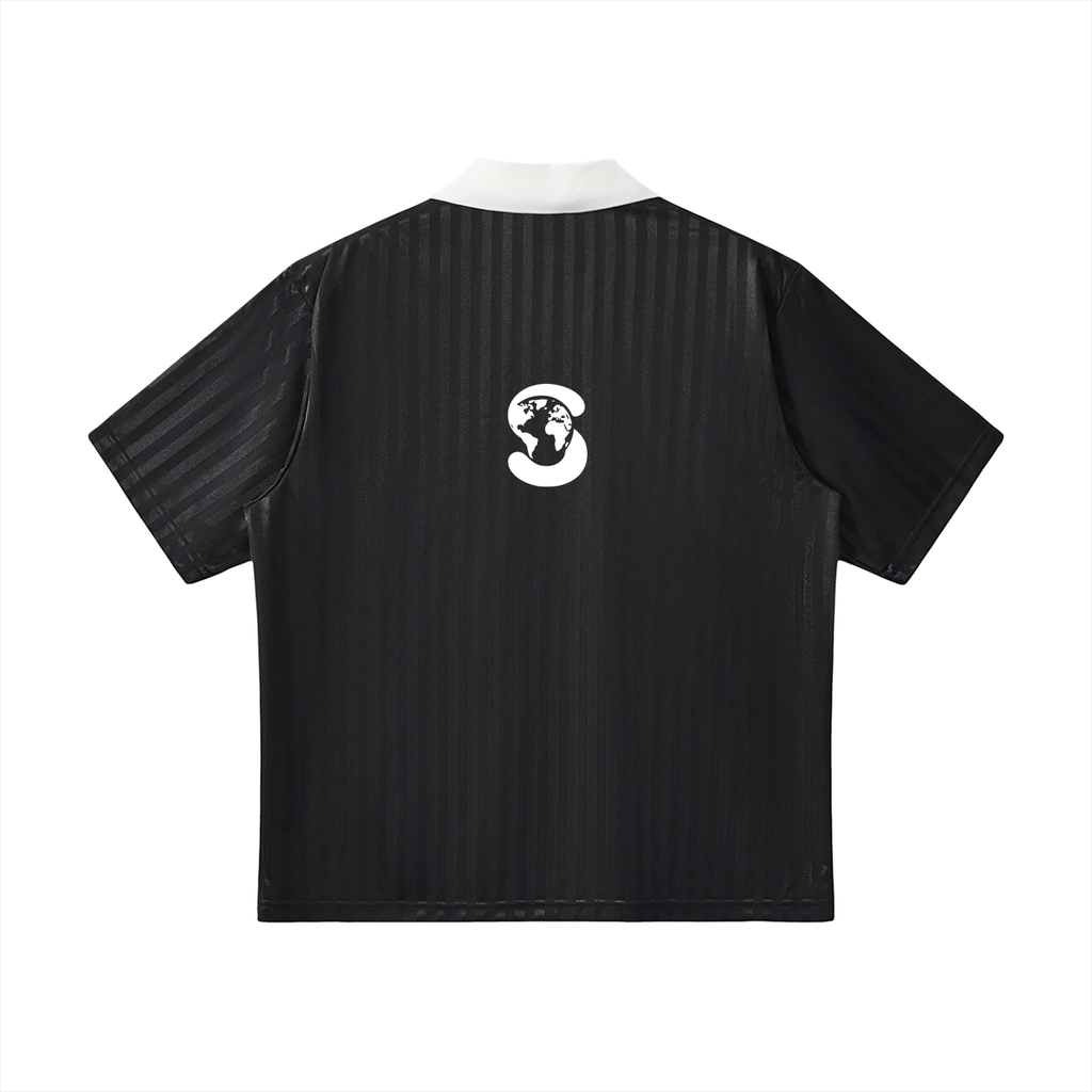 Contrast Collar Striped Soccer Jersey