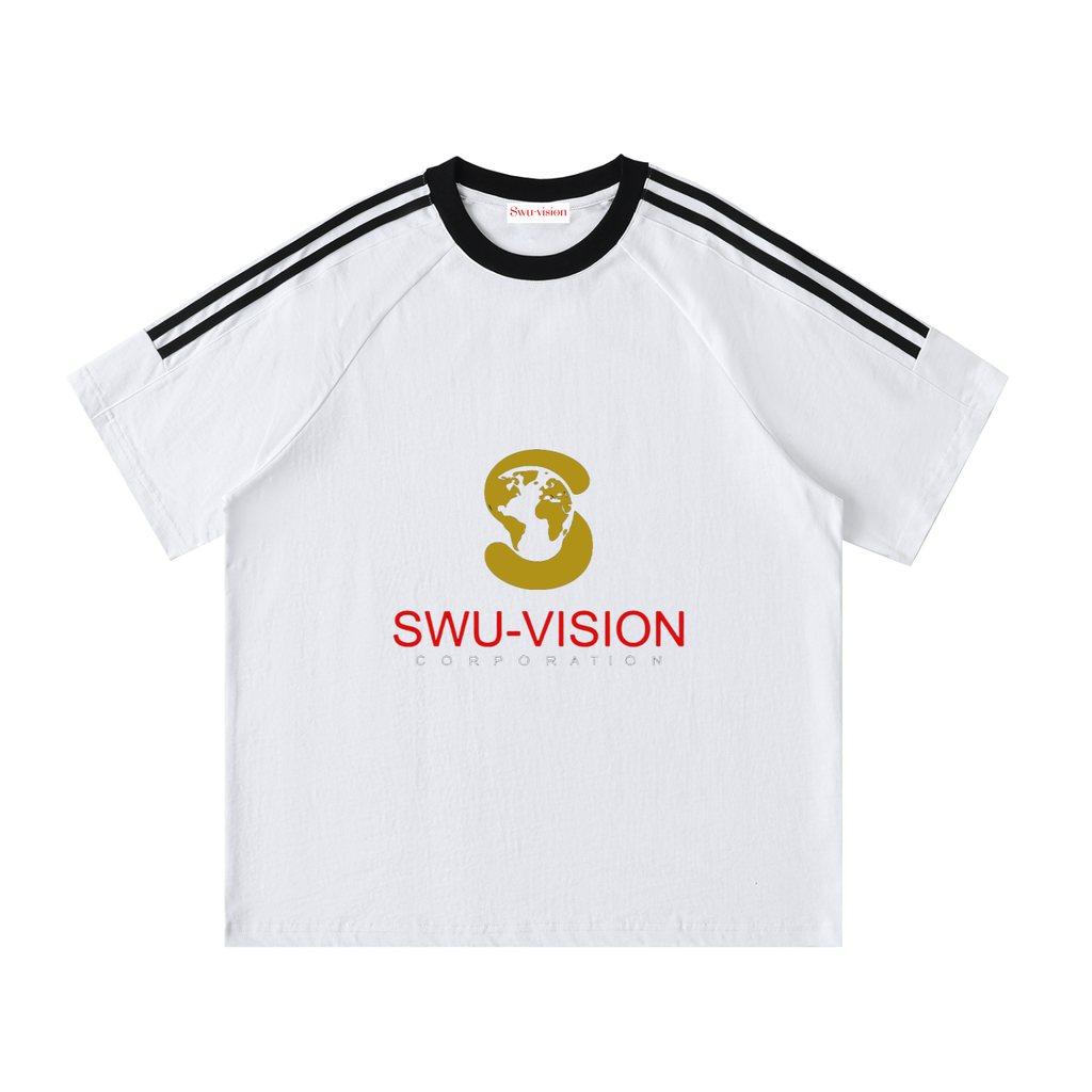 Contrast Tape Crewneck Cotton T-Shirt