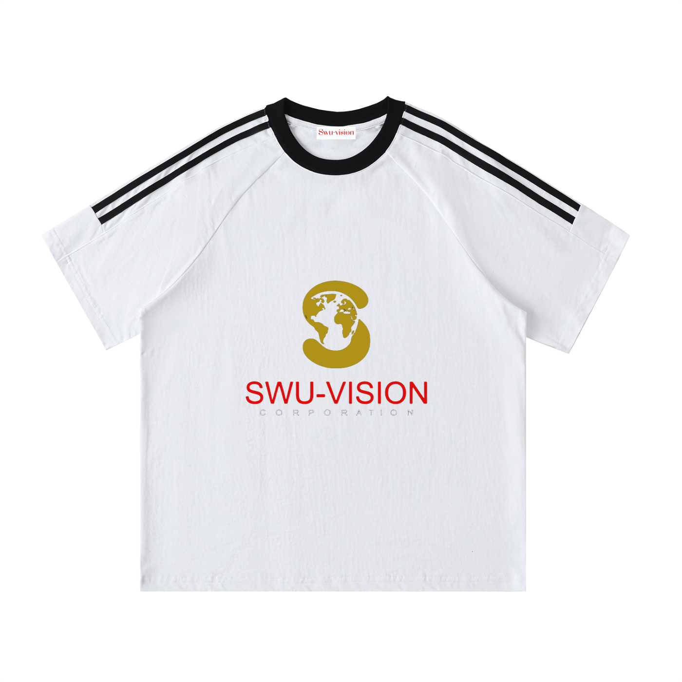 Contrast Tape Crewneck Cotton T-Shirt
