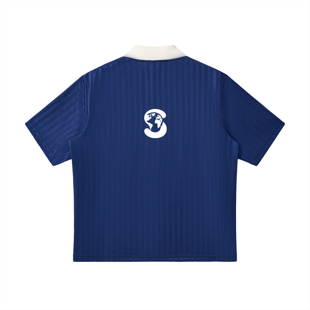 Contrast Collar Striped Soccer Jersey
